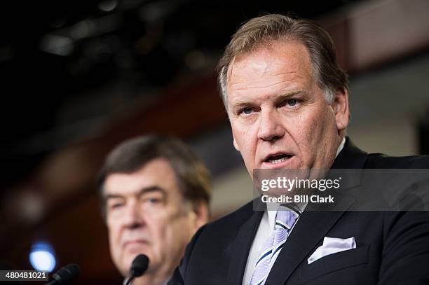 House Intelligence Chairman Mike Rogers, R-Mich., right, and House Intelligence ranking member Rep. Dutch Ruppersberger, D-Md., hold a news...