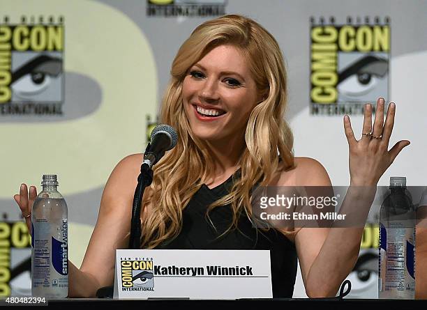 Actress Katheryn Winnick attends a panel for the History series "Vikings" during Comic-Con International 2015 at the San Diego Convention Center on...