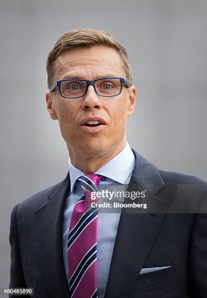 Alexander Stubb, Finland's finance minister, arrives for a meeting of European finance ministers in Brussels, Belgium, on Sunday, July 12, 2015....
