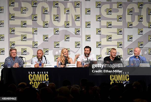 Vikings" creator/writer Michael Hirst, actor Travis Fimmel, actress Katheryn Winnick, actors Clive Standen and Alexander Ludwig and Executive Vice...