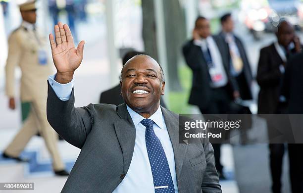 President of Gabon Ali Bongo Ondimba departs at the conclusion of the 2014 Nuclear Security Summit on March 25, 2014 in The Hague, Netherlands....