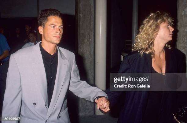 Actor Rob Lowe and girlfriend Sheryl Berkoff attend the "Wild at Heart" Universal City Premiere on August 13, 1990 at the Cineplex Odeon Universal...