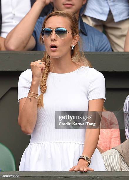 Jelena Djokovic attends day 13 of the Wimbledon Tennis Championships at Wimbledon on July 12, 2015 in London, England.