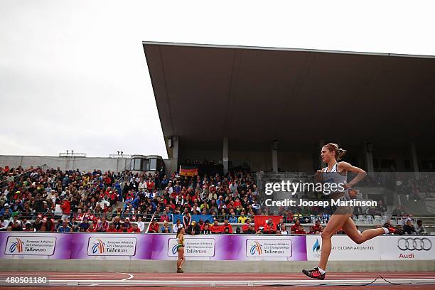 Liv Westphal of France competes in the Women's 5000m on day four of the European Athletics U23 Championships at Kadriorg Stadium on July 9, 2015 in...