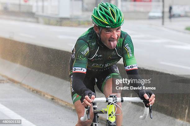Thomas Voeckler of France and Team Europcar in action during Stage 2 of the Volta a Catalunya on March 25, 2014 in Girona, Spain.