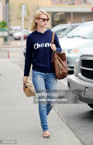 January Jones is seen stopping by Rite Aid pharmacy in Los Feliz on March 25, 2014 in Los Angeles, California.