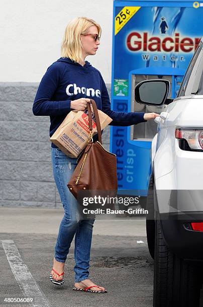 January Jones is seen stopping by Rite Aid pharmacy in Los Feliz on March 25, 2014 in Los Angeles, California.