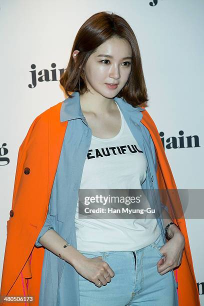 Kang Min-Kyung of South Korean girl group Davichi attends the Jain Song show as part of Seoul Fashion Week F/W 2014 at DDP on March 25, 2014 in...