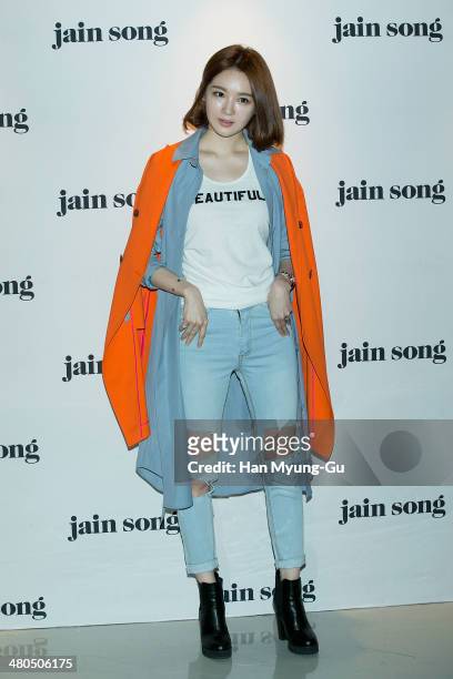 Kang Min-Kyung of South Korean girl group Davichi attends the Jain Song show as part of Seoul Fashion Week F/W 2014 at DDP on March 25, 2014 in...