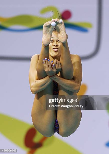 Diana Pineda of Colombia competes in the Women's 3m Springboard Prelims during the Toronto 2015 Pan Am Games at the CIBC Aquatic Centre on July 12,...