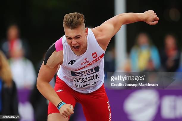 Kacper Oleszczuk of Poland competes in the Men's Javelin Throw on day four of the European Athletics U23 Championships at Kadriorg Stadium on July 9,...