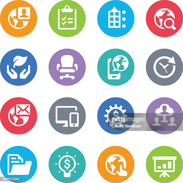 business icons - circle illustrations - presentation folder stock illustrations