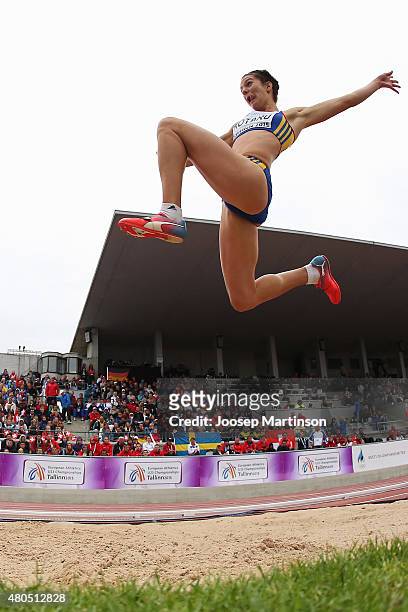 Alina Rotaru of Romania competes in the Women's Long Jump on day four of the European Athletics U23 Championships at Kadriorg Stadium on July 12,...