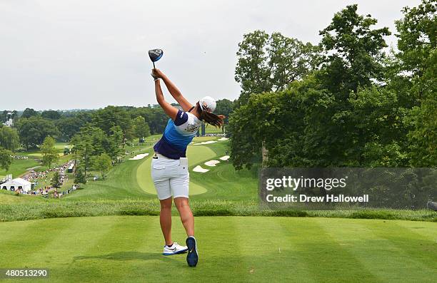 In Gee Chun of South Korea hits her tee shot on the third hole during the final round of the U.S. Women's Open at Lancaster Country Club on July 12,...