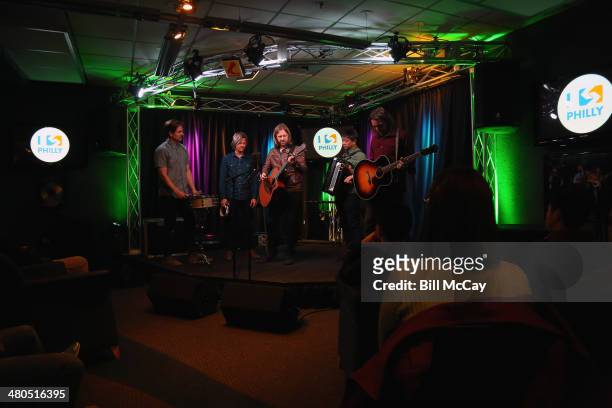 Chad Butler, Tim Foreman Jon Foreman, Jerome Fontamillas and Drew Shirley of Switchfoot perform at Radio 104.5 Performance Theater March 25, 2014 in...