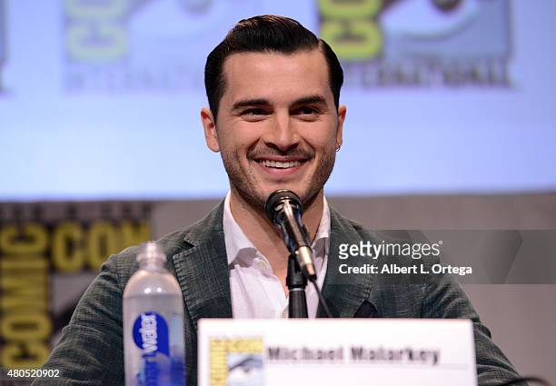Actor Michael Malarkey speaks onstage at the "The Vampire Diaries" panel during Comic-Con International 2015 at the San Diego Convention Center on...