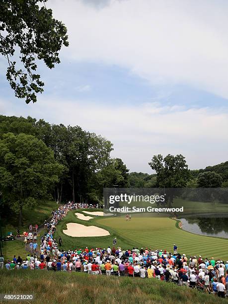 General view of the seventh green during the final round of the U.S. Women's Open at Lancaster Country Club on July 12, 2015 in Lancaster,...