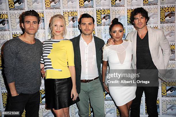 Actor Paul Wesley, actress Candice Accola, actor Michael Malarkey, actress Kat Graham and actor Ian Somerhalder attend the "The Vampire Diaries"...