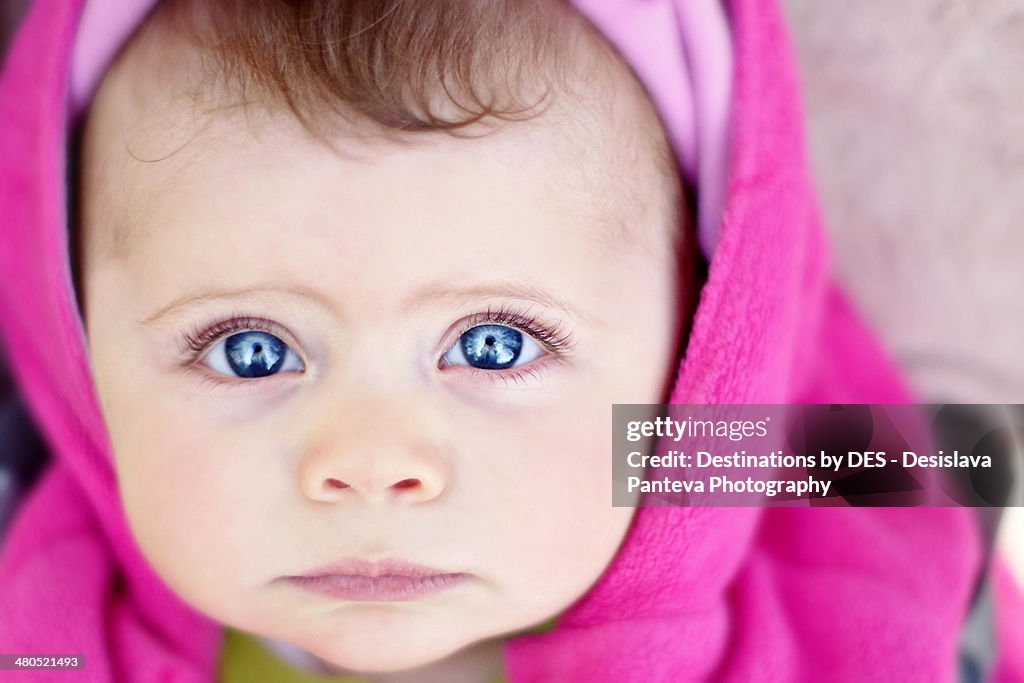 Big blue eyes cute baby girl
