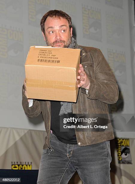 Actor Mark Sheppard walks onstage at the "Supernatural" panel during Comic-Con International 2015 at the San Diego Convention Center on July 12, 2015...