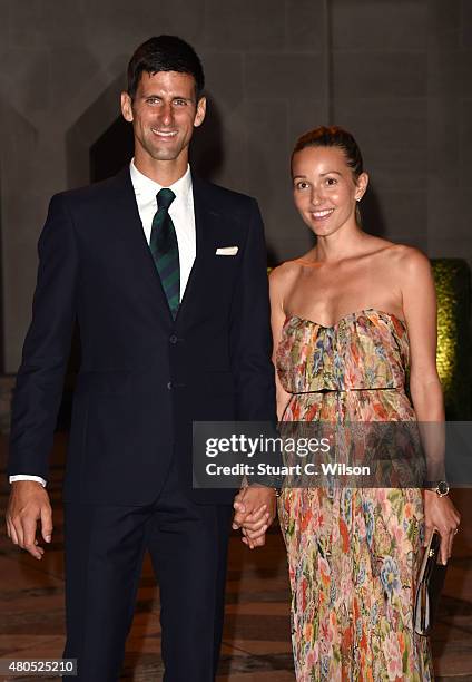 Novak Djokovic and Jelena Ristic attend the Wimbledon Champions Dinner at The Guildhall on July 12, 2015 in London, England.