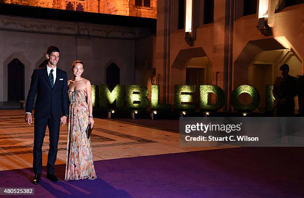 Novak Djokovic and Jelena Ristic attend the Wimbledon Champions Dinner at The Guildhall on July 12, 2015 in London, England.