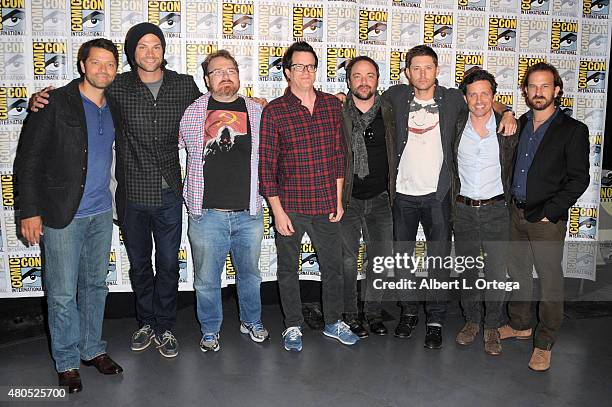 Actor Misha Collins, actor Jared Padalecki, producer Andrew Dabb, producer Jeremy Carver, actor Mark Sheppard, actor Jensen Ackles, actor Rob...