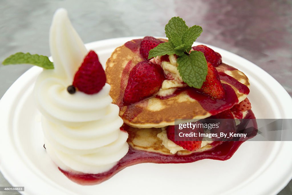 Strawberry Waffle with Ice-cream