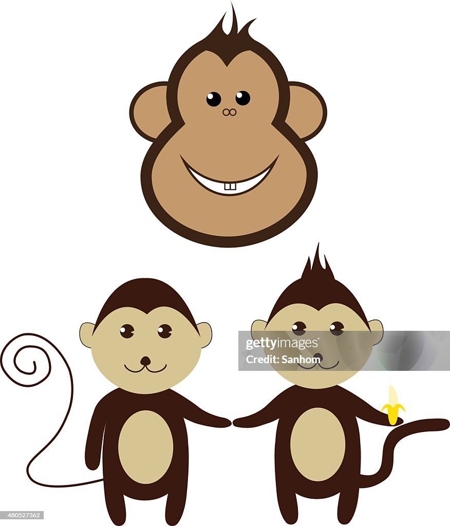 Monkey cartoon friend set smile vector design