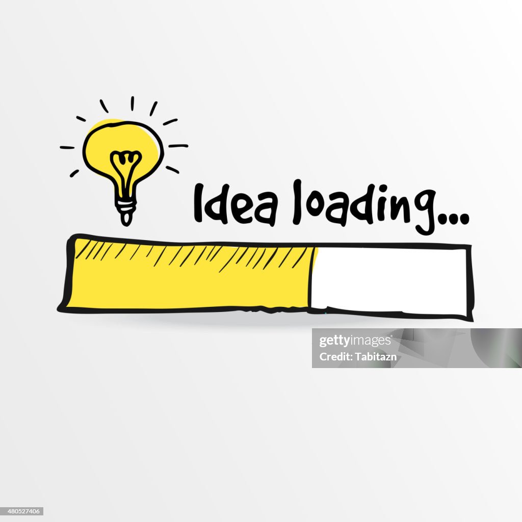 Loading bar with bulb, creativity, big idea, vector