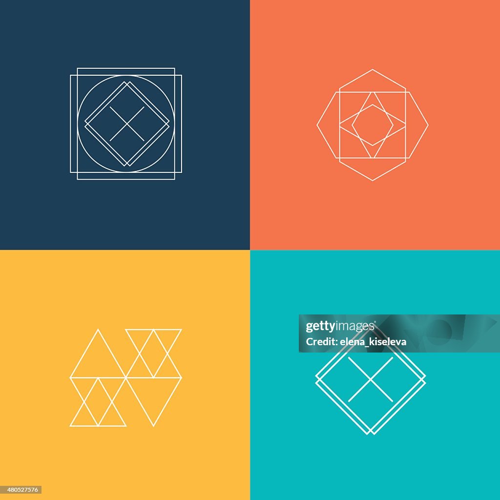 Set of sharp mistical line logos