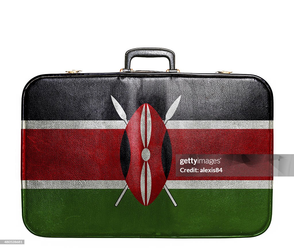 Vintage travel bag with flag of Kenya
