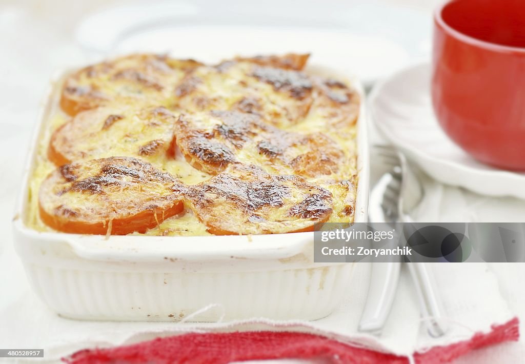 Baked rockfish with rice and tomatoes