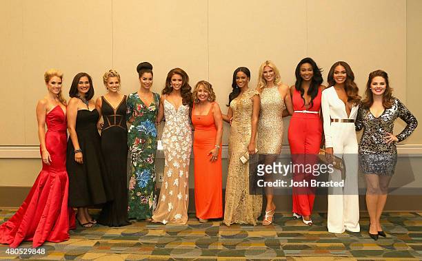 Tara Conner, Brook Lee, Danielle Doty, Rima Fakih, Nia Sanchez, Miss Universe Organization President Paula M. Shugart, Leila Umenyiora, Michelle...