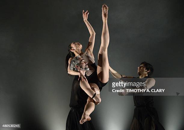 Dancers with the Ballet du Grand Theatre de Geneve perform a scene from "Glory " during a dress rehearsal before opening night at the Joyce Theater...