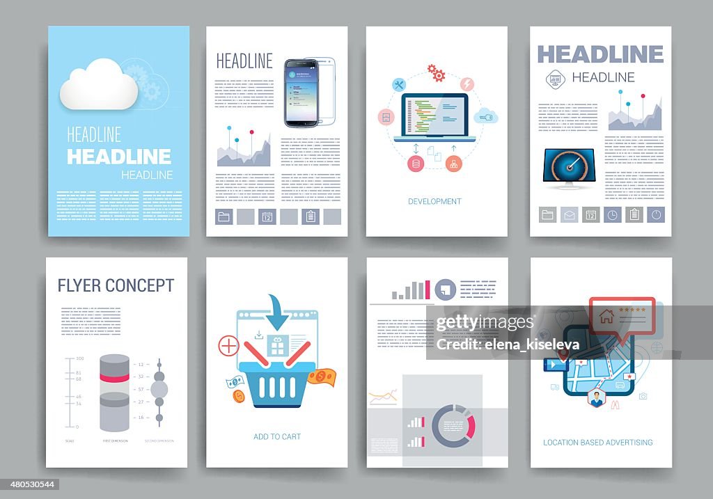 Vorlagen. Satz von Web-Design, Post, Broschüren. Mobile Technologie, Infografik
