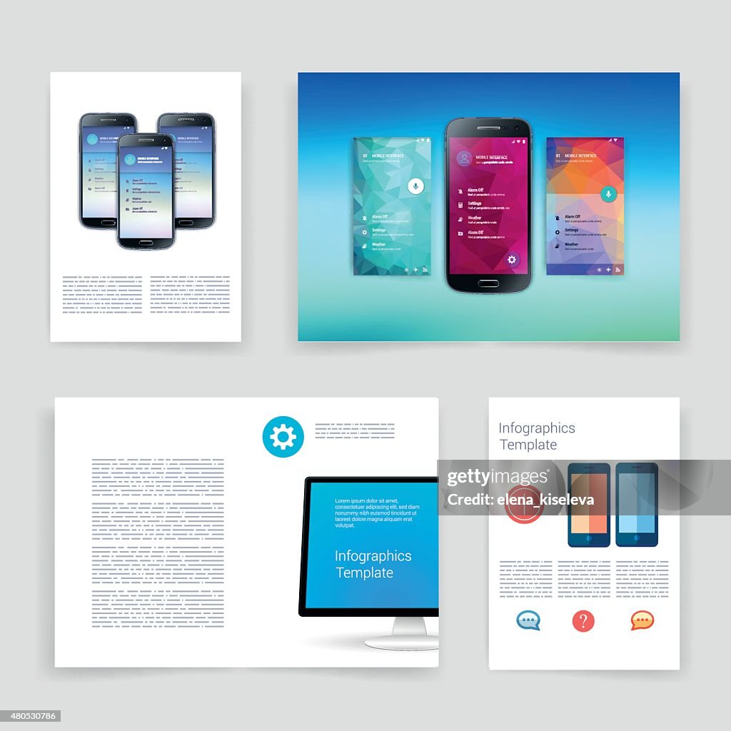 Vorlagen. Satz von Web-Design, Post, Broschüren. Mobile Technologie, Infografik