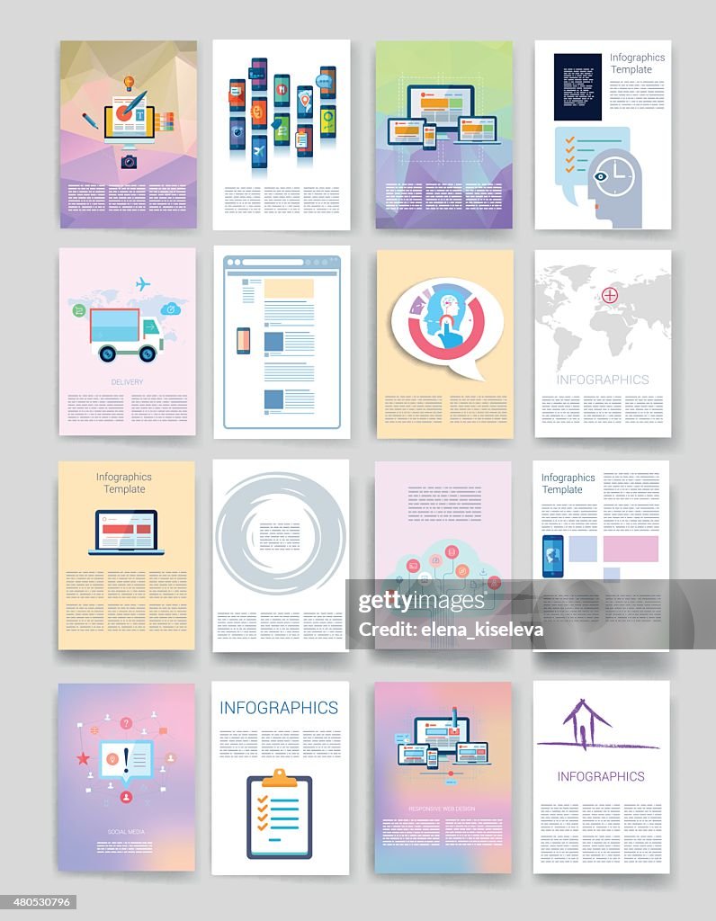 Templates. Design Set of Web, Mail, Brochures. Mobile, Technology, Infographic