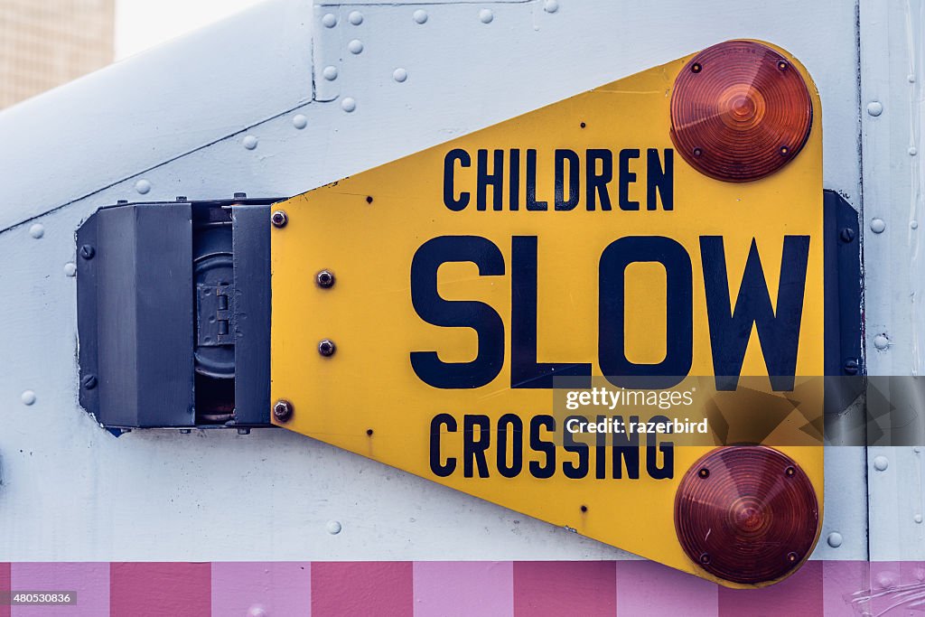 Children Slow Crossing Traffic Sign on a truck