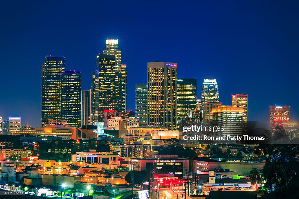 Skyscrapers of Los Angeles skyline,architecture,urban,cityscape