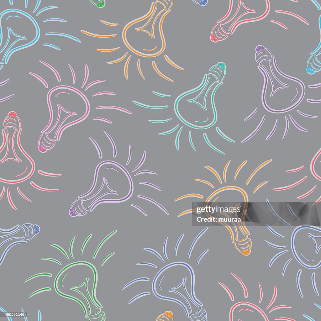 Color bulbs, sketch, seamless pattern