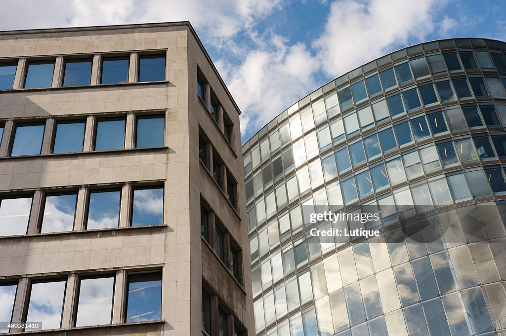 Glass facades of office building