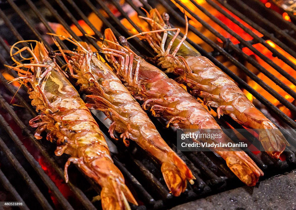 Prawn Grill cooking seafood.