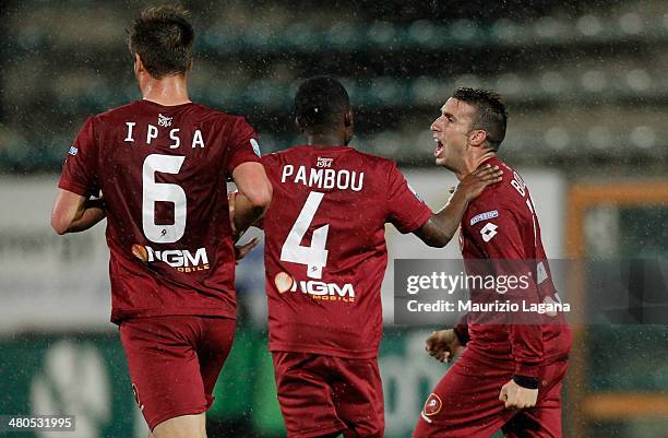 Antonino Barilla' of Reggina celebrates after scoring the equalizing goal during the Serie B match between Reggina Calcio and FC Modena at Stadio...