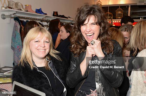 Jess Hallett and Jess Morris attend the Lark London boutique launch party on March 25, 2014 in London, England.