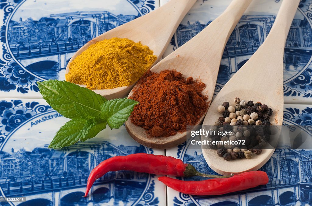 Variety of spices and aromatic herbs