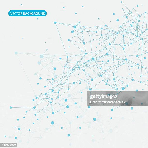 blue abstract molecules background - hexagon network stock illustrations