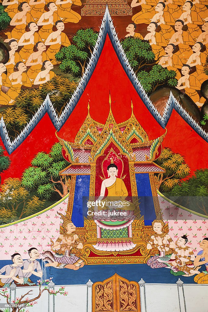 Picture on the wall thai temple