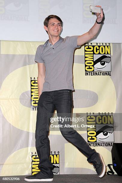 Actor Robbie Kay attends the "Heroes Reborn" exclusive extended trailer and panel during Comic-Con International 2015 at the San Diego Convention...