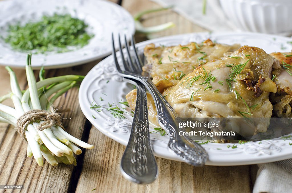 Baked chicken in a dish